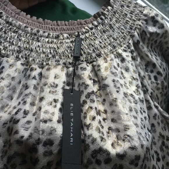NWT leopard snake floral gold off shoulder top - Picture 6 of 8